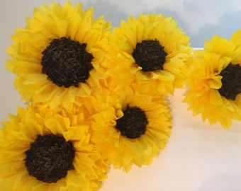 Choose your own paper sunflower backdrop for sunflower wedding decor, party decor, bridal or baby showers and birthday parties