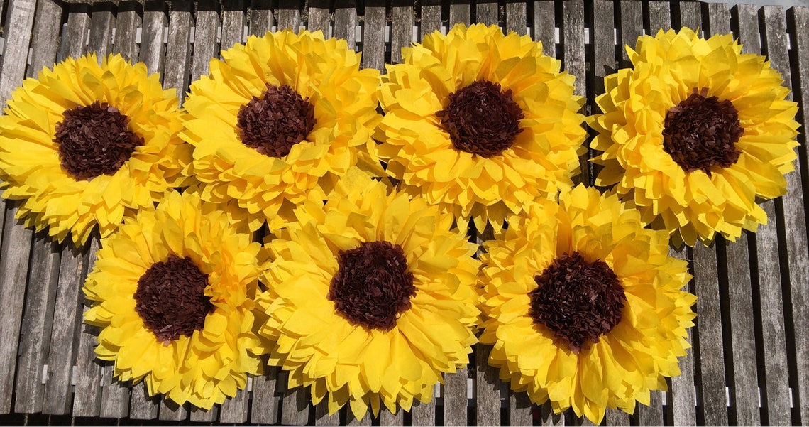 Large Tissue Paper Sunflowers for Rustic Wedding Decor Fall Etsy