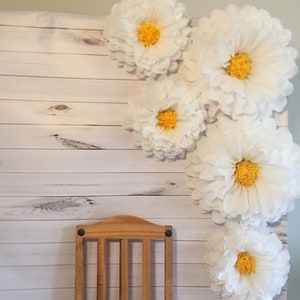Giant paper flower daisy backdrop for rustic wedding decor, baby showers and photo backdrops image 2
