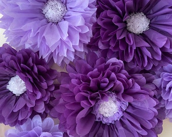 Choose your own purple paper flower backdrop, for party decor, wedding backdrops and bridal decor