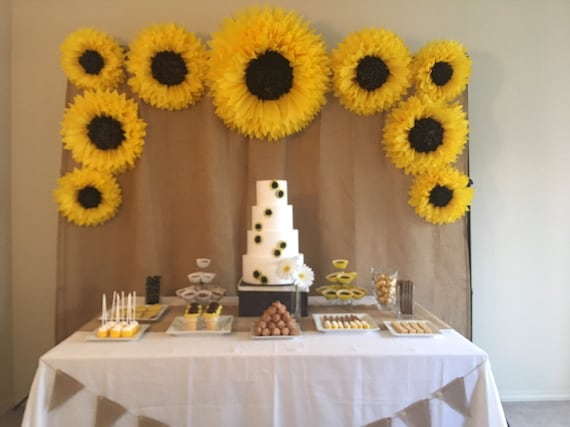 Paper sunflower backdrop for sunflower weddings sunflower themed