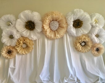 4ftx4ft off White Flower Backdrop, Photo Prop, Floral Wall Decor, Wedding  Photo Booth Decor, Wall Flowers, Wedding Backdrop 