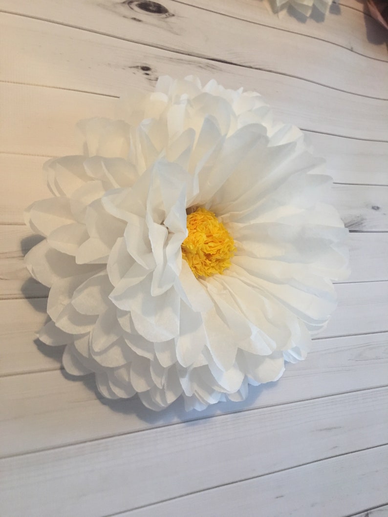 Giant paper flower daisy backdrop for rustic wedding decor, baby showers and photo backdrops image 5