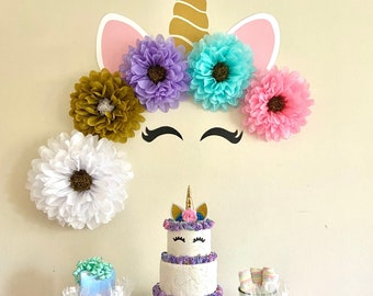 Unicorn style tissue paper flowers, for unicorn parties, unicorn baby showers, unicorn birthday decorations