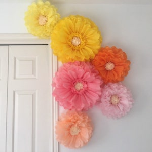 Giant tissue paper flowers for home and nursery decor, wall art, bridal showers, baby showers and birthday parties image 1