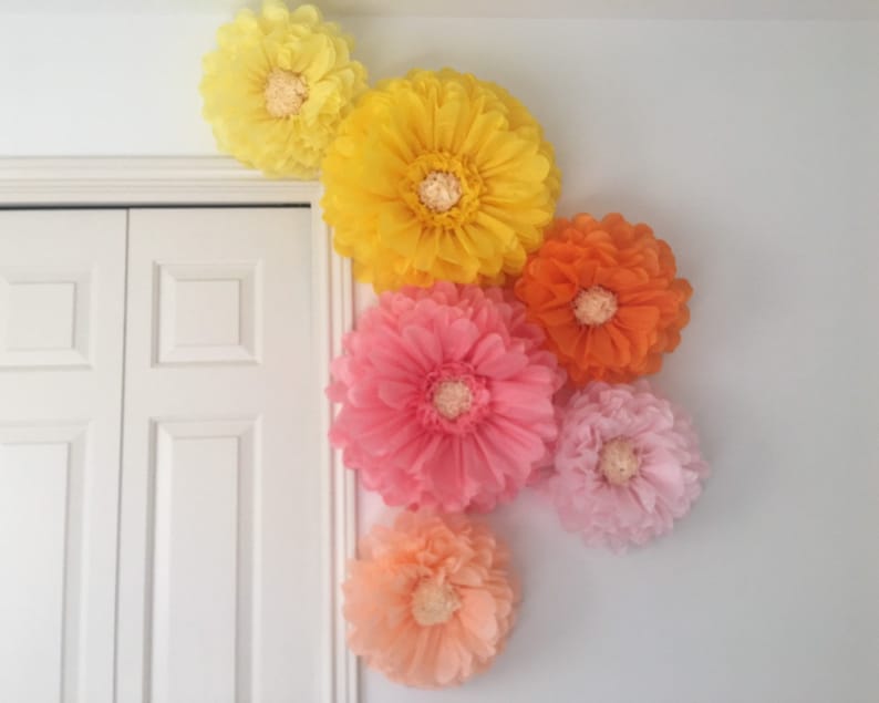 Giant tissue paper flowers for home and nursery decor, wall art, bridal showers, baby showers and birthday parties image 1