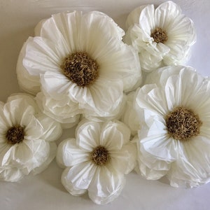 Giant birch paper flowers for weddings, bridal showers and home decor wall art