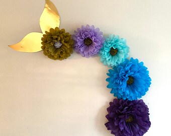 Mermaid tissue paper flowers for kids room decor, nursery decor and wall art