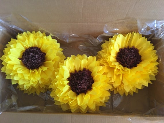 Large Tissue Paper Yellow Sunflower, Beautiful for Sunflower Themed Events  