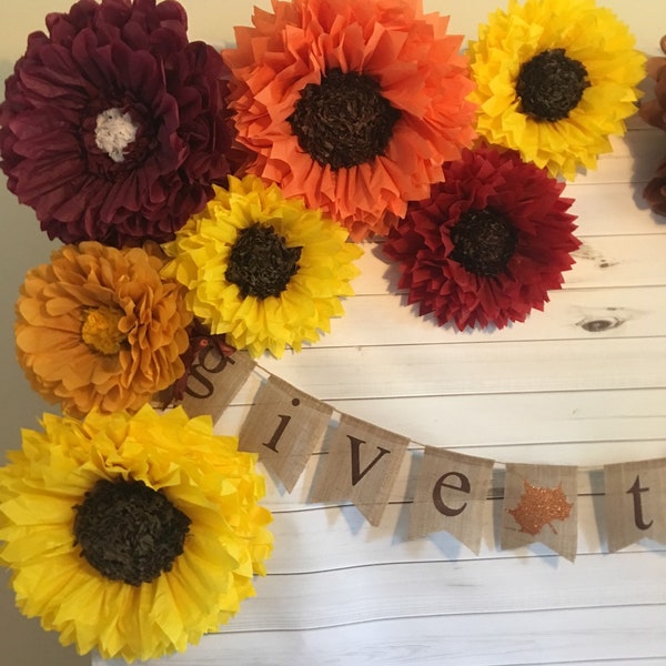 Choose your own fall paper flower backdrop for autumn weddings, party decor, fall home decor, bridal or baby showers and birthday parties