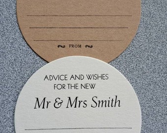 Personalized Coaster Wedding Advice & Wishes Coasters X 100 Round