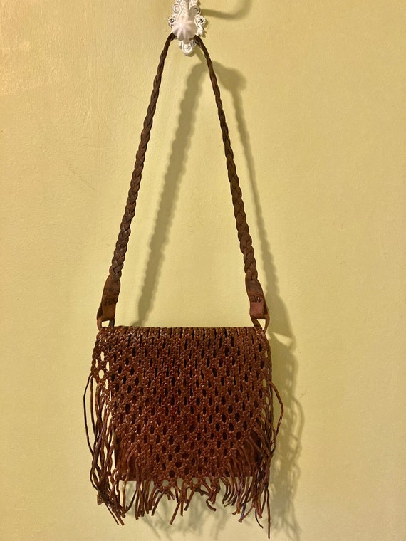 Vintage ba&sh Braided and Woven Leather Handbag