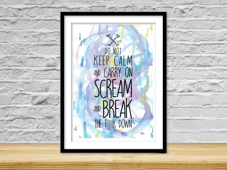 Keep Calm Carry On Inspirational Mature Art Print On Paper Etsy