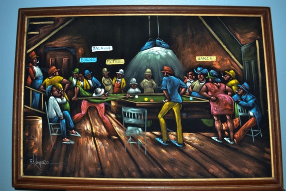 Ooak Black Americana Black Velvet Oil Painting Ernie Barnes Etsy