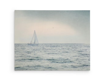 Kuststrandfotografie - nautisch afbeeldingsdoek - grote canvas muurkunst - landschapsfotografie - zeilbootkunst - decor strandhuis