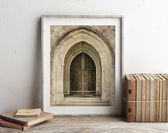 Gothic Wall Art, Wooden Door Photo, Stone Architecture, Historical Decor, Architectural Doorways, English Buildings - Castle Doorway