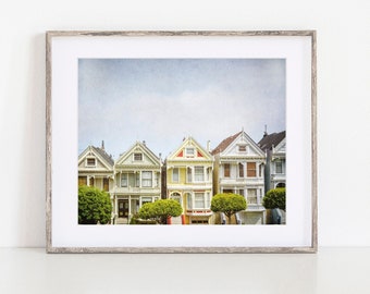 San Francisco Print, Painted Ladies Houses, SF Wall Art, Urban Wall Decor, California Street Photography, Photographic Art