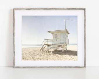 Malibu Prints, California Beach Art, Lifeguard Tower Picture, Beach Photography, Landscape Wall Art - 'Malibu Lifeguard Tower'