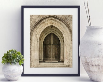 Gothic Wall Art, Wooden Door Photo, Stone Architecture, Historical Decor, Architectural Doorways, English Buildings - Castle Doorway