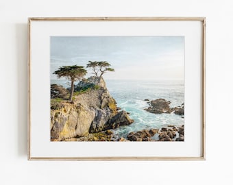 Monterey Bay Print, California Coastal Wall Art, Lone Cypress Tree, Big Sur Decor, Seaside Landscape Picture, Carmel Coastline Artwork