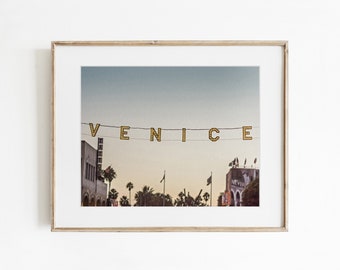 Stampa del cartello di Venice Beach, arte murale urbana, fotografia della California, opera d'arte fotografica di Los Angeles