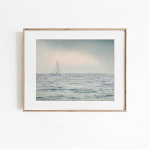 Nautical Prints - Sailing Boat Prints - Grey Coastal Wall Art - Seascape Photography - Ocean Seascape Decor - Sail boat Picture
