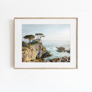 Monterey Bay print, kunst aan de kust kust Californië, Lone Cypress Tree, decor kiezelstrand, kustlandschapsfoto, kustlandschapsfoto, Karmel kustkunstwerk