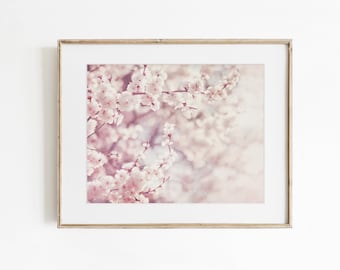 Pink Wall Art, Cherry Blossom Print, Floral Wall Decor, Botanical Flower Picture, Girls Bedroom Art, Pastel Pink, Nature Photography