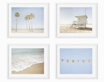 Set of 4 Prints - California Wall Art - Coastal Decor - Beach Photography - Santa Monica - Venice Beach