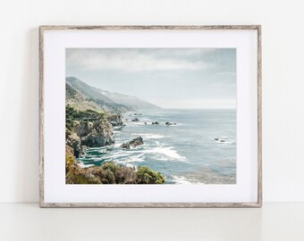 California Coast, Coastal Wall Decor, Coastal Landscape, Light Blue Wall Art, Big Sur Photography, Beach Print - Rocky Rocks