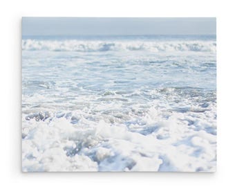 Beach Photography - Large Canvas Print - Seascape Wall Art - Coastal Wall Art - Beach Cottage Decor - Blue Beach Picture - Ocean Photograph