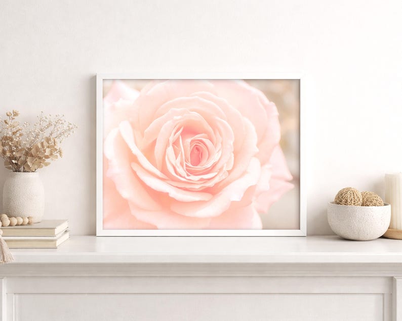 Pink Wall Decor, Shabby Chic Wall Art, Pink Kitchen Art, Nature Photography, Pink Flower Prints, Floral Print, Soft Pink Decor, Bedroom art Framed (White)