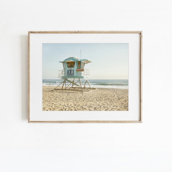 San Diego Prints, Carlsbad Beach Art, Lifeguard Tower Picture, Beach Photography, Landscape Wall Art - 'Carlsbad Lifeguard Tower'