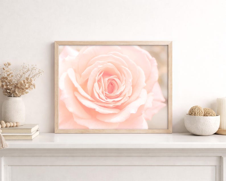 Pink Wall Decor, Shabby Chic Wall Art, Pink Kitchen Art, Nature Photography, Pink Flower Prints, Floral Print, Soft Pink Decor, Bedroom art Framed (Natural)