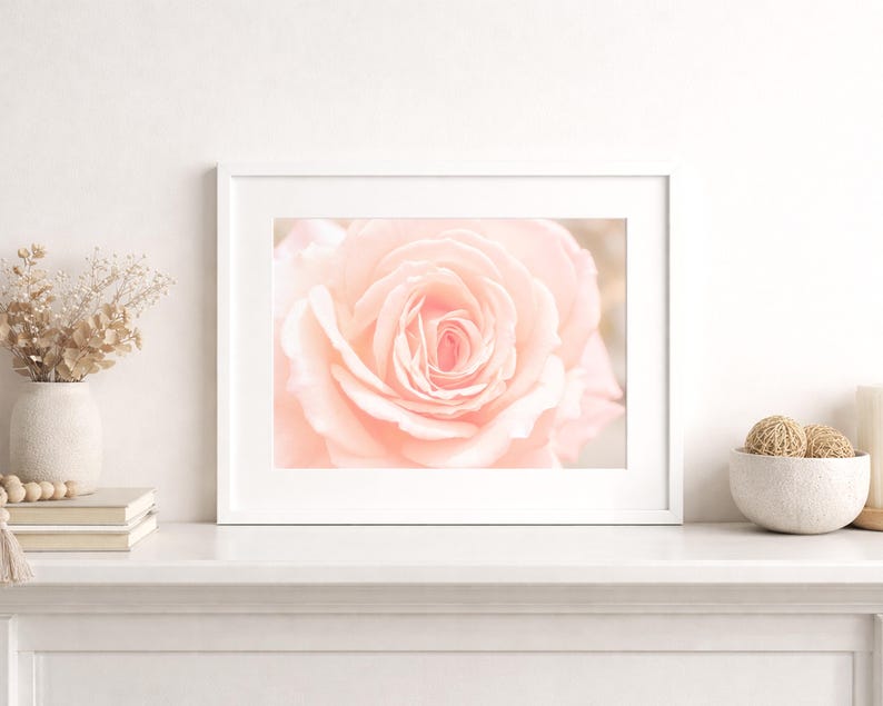 Pink Wall Decor, Shabby Chic Wall Art, Pink Kitchen Art, Nature Photography, Pink Flower Prints, Floral Print, Soft Pink Decor, Bedroom art Framed (White) + Matting