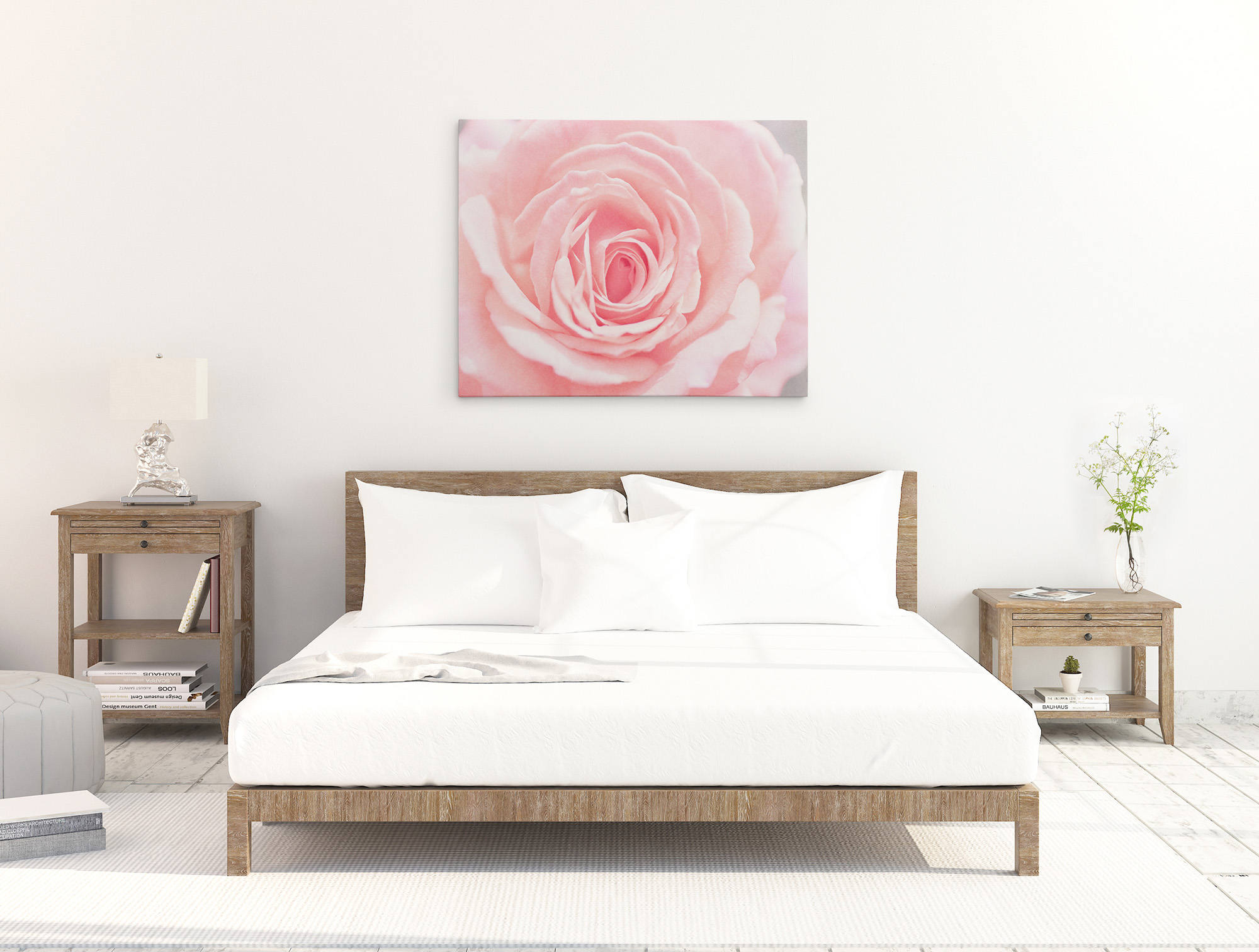 Pink Rose Wall Art - Botanical Print - Shabby Chic Decor - Large Canvas ...
