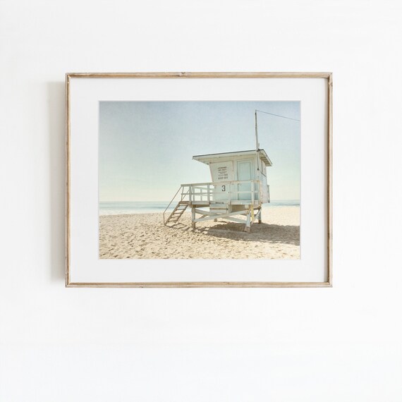 Malibu Prints, California Beach Art, Lifeguard Tower Picture, Beach Photography, Landscape Wall Art - 'Malibu Lifeguard Tower'