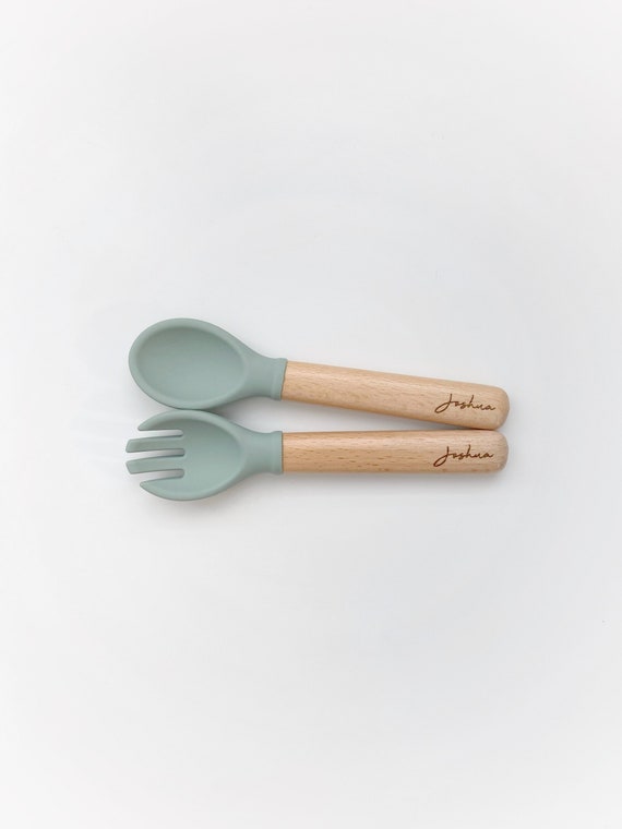 Personalized Spoon Fork | Silicone Feeding set for Baby and Toddler