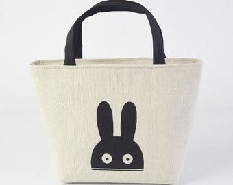 Cute Bunny Insulated Lunch Bag | Kids | Children | Cotton Zippered lunchbag