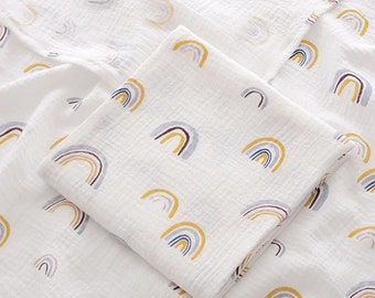 Organic Cotton Baby Swaddle Blanket | Muslin Cloth | Soft Newborn Bath Towel - RAINBOW