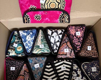 Large Makeup Bag with a Brush Holder and Snap Button. Handmade,  Various fabric choices