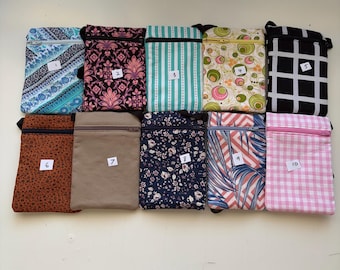 Crossbody bag, zip bag, compact portable shoulder bag, handmade, Various fabric choices