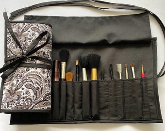 Beautiful Large Brush Roll, Holds 16 brushes, Handmade, Great Gift, Perfect for Travel