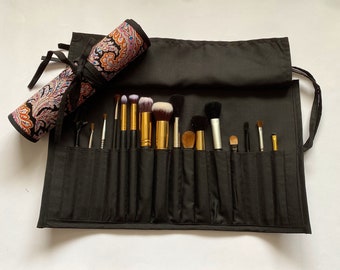 Beautiful Large Brush Roll, Holds 16 brushes, Hadmade, Great Gift, Perfect for Travel