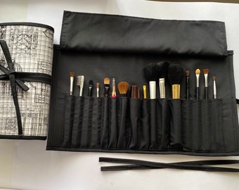 Unique Large Roll, Holds 16 brushes, Handmade, Perfect Gift for Her, Great for Travel