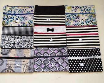 Pencil Case/ Makeup Bag  With Two Pockets, Handmade, Various fabric choices
