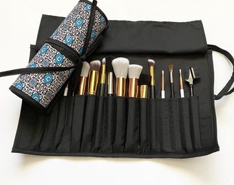 Beautiful Large Brush Roll, Holds 16 brushes, Handmade, Great Gift, Perfect for Travel