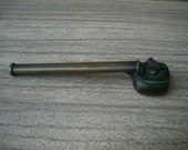 1800s Late Edo Era Anituqe Bronze Yatate Ink Well And Brush Holder With Frog Design
