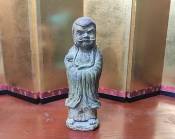 備前焼　　【達磨立像】 Zen Master Bodhidharma Daruma ヴィンテージ日本備前焼置物像大魔禅師