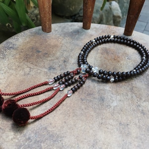 Vintage Japanese Coffee Yakusugi Sacred Cedar Wood Shingon Buddhism Juzu Prayer Beads Mala Beads Buddhist Rosary